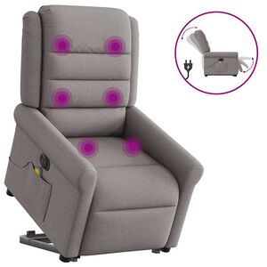 vidaXL Elektrick&eacute; zvedac&iacute; mas&aacute;žn&iacute; polohovac&iacute; křeslo taupe textil