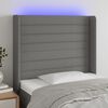 vidaXL Čelo postele s LED tmavě &scaron;ed&eacute; 93 x 16 x 118/128 cm textil