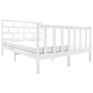 vidaXL R&aacute;m postele b&iacute;l&yacute; masivn&iacute; borovice 120 x 190 cm mal&eacute; dvojlůžko