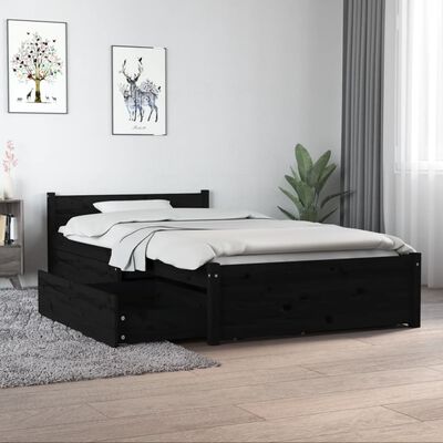 vidaXL Rám postele se zásuvkami černý 90 x 190 cm Single