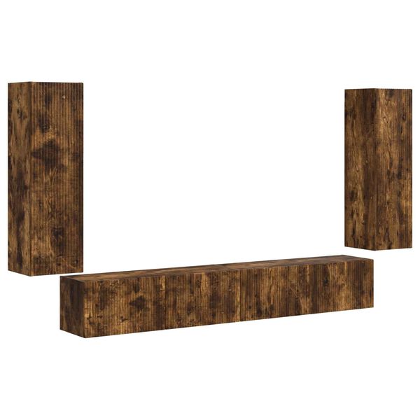 vidaXL Sada televizn&iacute;ho n&aacute;stěnn&eacute;ho kabinetu N&aacute;stěnn&yacute; 4 pcs Kouřov&yacute; dub