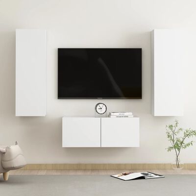 vidaXL 3dílný set TV skříněk bílý dřevotříska