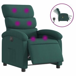 vidaXL Elektrick&eacute; mas&aacute;žn&iacute; polohovac&iacute; křeslo tmavě zelen&eacute; textil