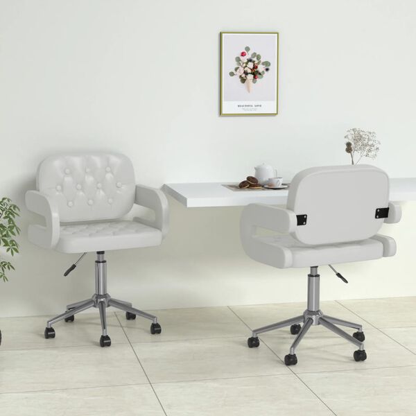 vidaXL Otočn&eacute; j&iacute;deln&iacute; židle 2 ks b&iacute;l&eacute; uměl&aacute; kůže