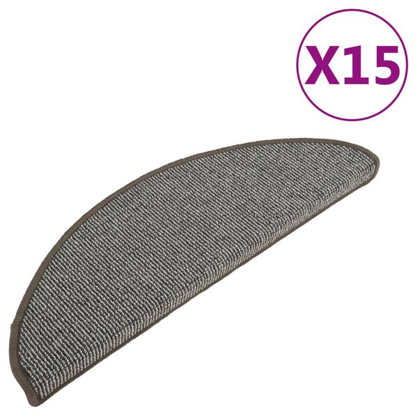 vidaXL Schodov&eacute; rohože 15 ks 65 x 21 x 4 cm &scaron;ed&eacute;, půlkulat&eacute;, velk&eacute;