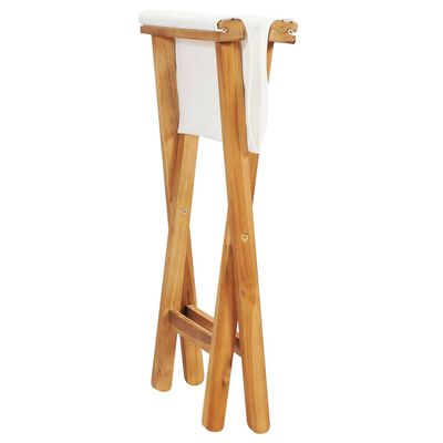 vidaXL Skládací židle 2 ks masivní teakové dřevo a textil krémově bílé