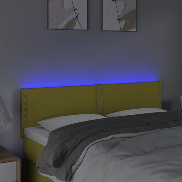 vidaXL Čelo postele s LED zelen&eacute; 144x5x78/88 cm textil