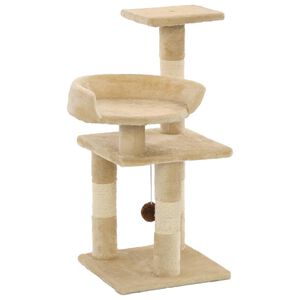 vidaXL &Scaron;krabadlo pro kočky se sisalov&yacute;mi sloupky 65 cm b&eacute;žov&eacute;