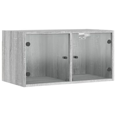 vidaXL Nástěnná skříňka se skleněnými dvířky šedá sonoma 68,5x37x35 cm