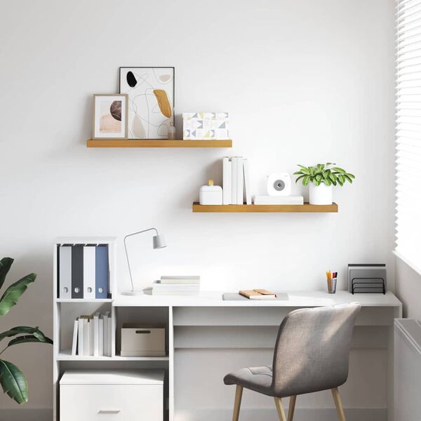 vidaXL N&aacute;stěnn&aacute; polička 2 pcs B&eacute;žov&aacute; 90 x 23,5 x 4 cm kompozitn&iacute; dřevo