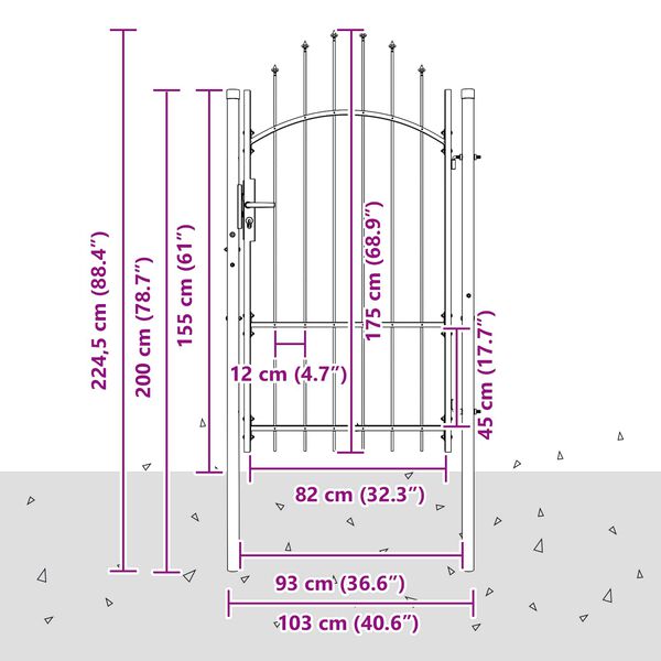 vidaXL Zahradn&iacute; br&aacute;na se z&aacute;mkem &Scaron;ed&aacute; 175 x 100 cm Ocel