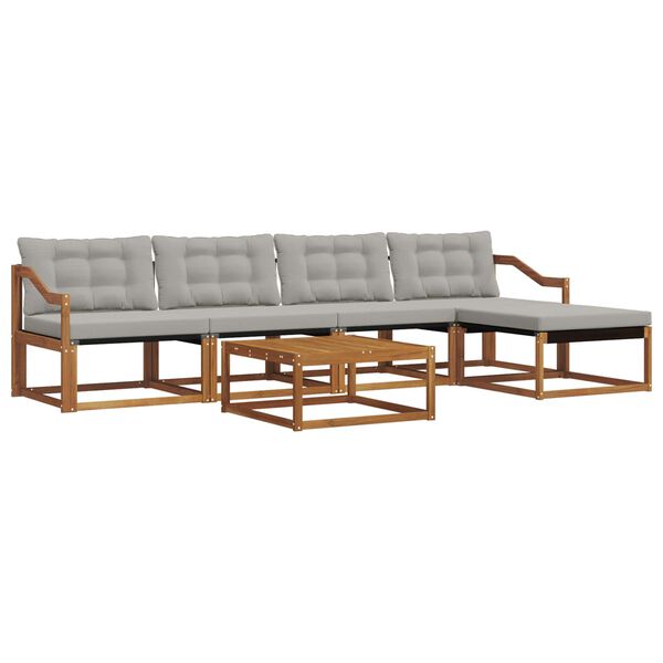 vidaXL Venkovn&iacute; pohovkov&aacute; souprava 6 pcs Př&iacute;rodn&iacute; a světle &scaron;ed&aacute;