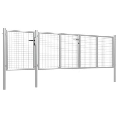 vidaXL Zahradní plotová brána ocel 400 x 75 cm stříbrná