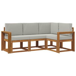vidaXL Venkovn&iacute; pohovkov&aacute; souprava 4 pcs Př&iacute;rodn&iacute; a světle &scaron;ed&aacute;
