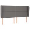 vidaXL Čelo postele typu u&scaron;&aacute;k tmavě &scaron;ed&aacute; 203x23x118/128 cm uměl&aacute; kůže