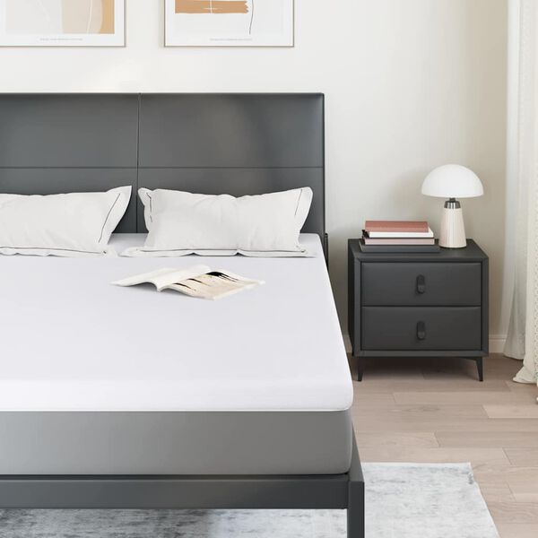 vidaXL Topper na matraci B&iacute;l&aacute; 160 x 200 cm Žak&aacute;rov&aacute; tkanina