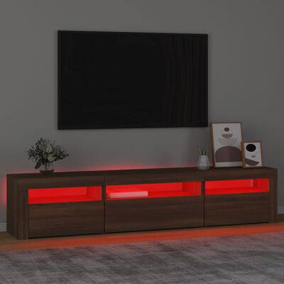 vidaXL TV skříňka s LED osvětlením hnědý dub 195x35x40 cm