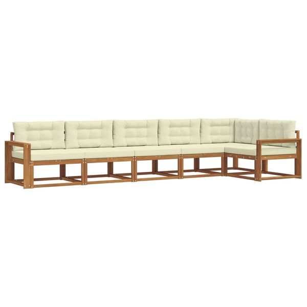 vidaXL Venkovn&iacute; pohovkov&aacute; souprava 6 pcs Přirozen&aacute; a Kr&eacute;mov&aacute;