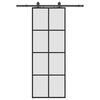 vidaXL Posuvn&eacute; dveře se sadou kov&aacute;n&iacute; čern&eacute; 76x205 cm ESG Glass