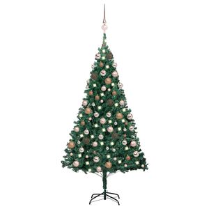 vidaXL Uměl&yacute; v&aacute;nočn&iacute; stromek s LED a sadou koul&iacute; zelen&yacute; 120 cm PVC