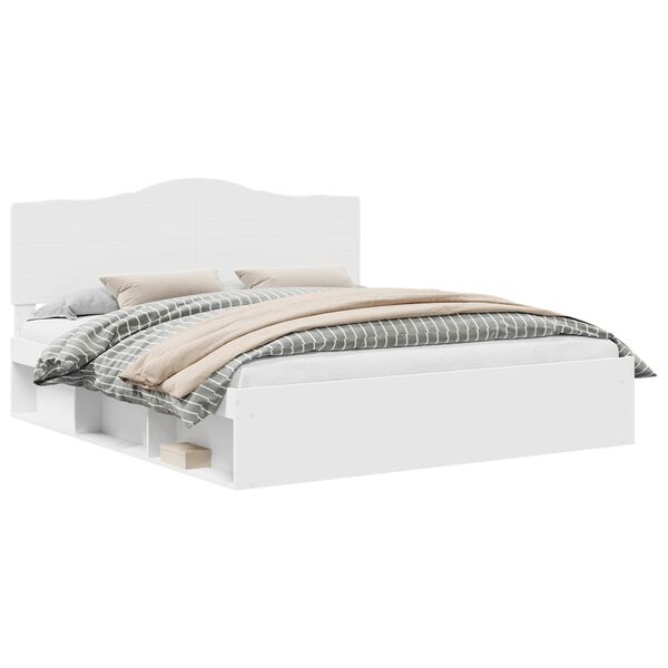 vidaXL R&aacute;m postele s čelo B&iacute;l&aacute; 200 x 200 cm Masivn&iacute; borov&eacute; dřevo