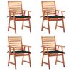 vidaXL Zahradn&iacute; j&iacute;deln&iacute; židle s podu&scaron;kami 4 ks masivn&iacute; ak&aacute;ciov&eacute; dřevo