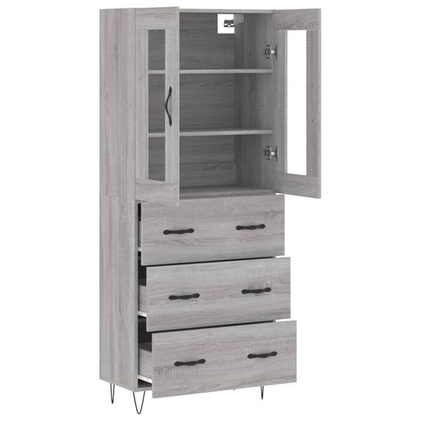 vidaXL Skř&iacute;ň highboard &scaron;ed&aacute; sonoma 69,5 x 34 x 180 cm kompozitn&iacute; dřevo