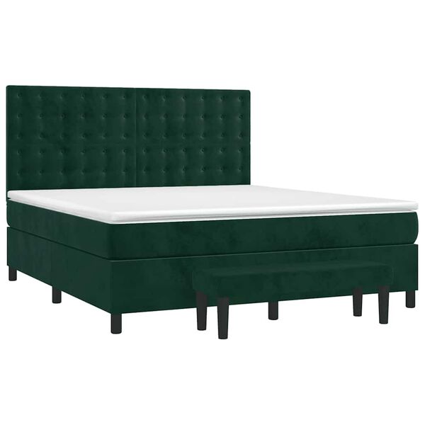 vidaXL Box spring postel s matrac&iacute; tmavě zelen&aacute; 180x200 cm samet