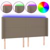 vidaXL Čelo postele s LED taupe 163 x 16 x 118/128 cm textil