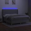 vidaXL Box spring postel s matrac&iacute; a LED světle &scaron;ed&aacute; 180x200 cm textil