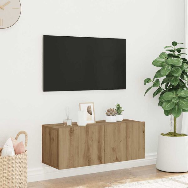 vidaXL N&aacute;stěnn&aacute; TV skř&iacute;ňka dub artisan 80x30x30 cm kompozitn&iacute; dřevo