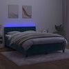 vidaXL Box spring postel s matrac&iacute; a LED tmavě modr&aacute; 140x200 cm samet