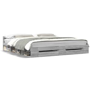 vidaXL R&aacute;m postele se z&aacute;suvkami &scaron;ed&yacute; sonoma 200 x 200 cm kompozit