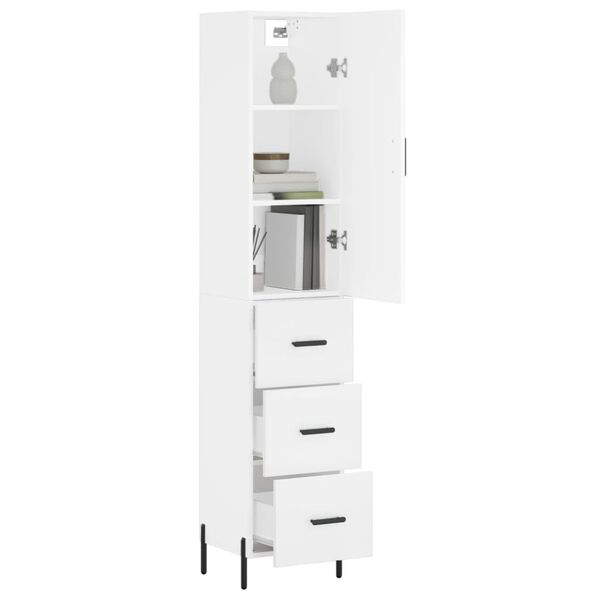 vidaXL Skř&iacute;ň highboard b&iacute;l&aacute; 34,5 x 34 x 180 cm kompozitn&iacute; dřevo