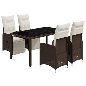 vidaXL 5d&iacute;ln&yacute; zahradn&iacute; bistro set s podu&scaron;kami hněd&yacute; polyratan