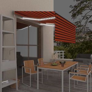 vidaXL Automatick&aacute; mark&yacute;za roleta+LED+senzor větru 3,5x2,5 m oranžov&aacute;
