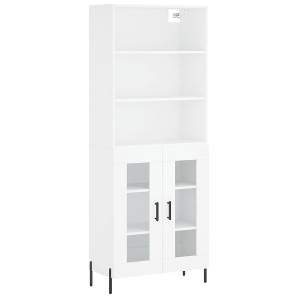 vidaXL Skř&iacute;ň highboard b&iacute;l&aacute; 69,5 x 34 x 180 cm kompozitn&iacute; dřevo