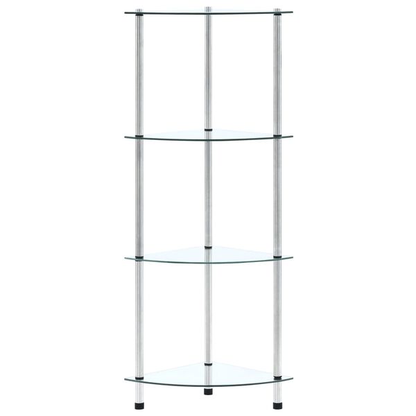 vidaXL 4patrová police průhledná 30 × 30 × 100 cm tvrzené sklo