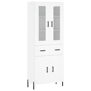 vidaXL Skř&iacute;ň highboard b&iacute;l&aacute; 69,5 x 34 x 180 cm kompozitn&iacute; dřevo