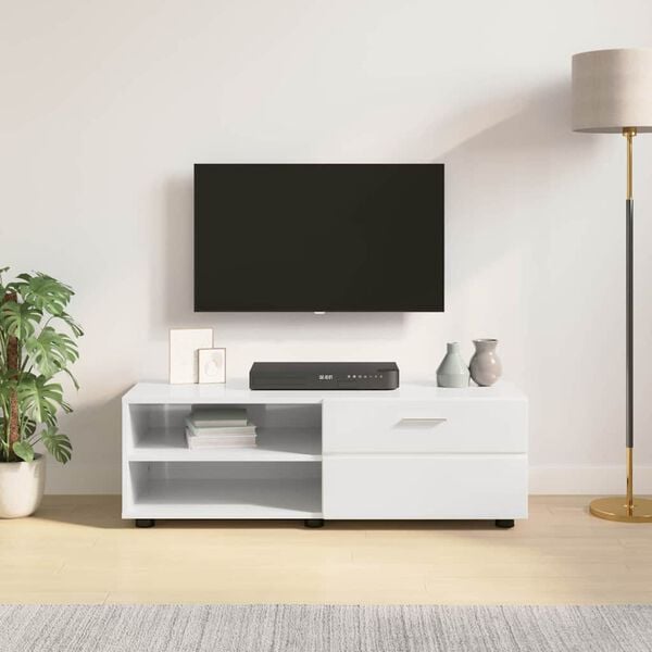 vidaXL Dřevěn&aacute; skř&iacute;ň se z&aacute;suvkou Vysoce leskl&aacute; b&iacute;l&aacute; 100,5 x 39 x 30 cm