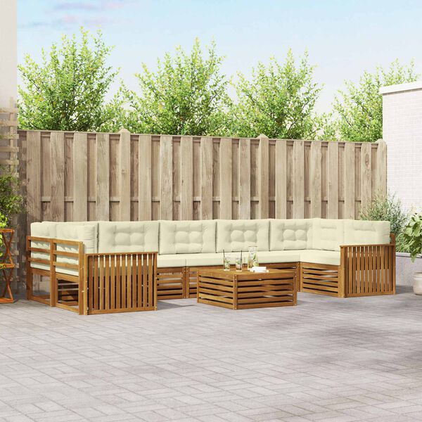 vidaXL Venkovn&iacute; pohovkov&aacute; souprava 8 pcs Přirozen&aacute; a Kr&eacute;mov&aacute;