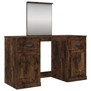 vidaXL Toaletn&iacute; stolek se zrcadlem kouřov&yacute; dub 130 x 50 x 132,5 cm