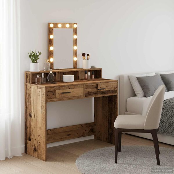 vidaXL Kosmetick&yacute; stůl Hněd&aacute; 100 x 41 x 140 cm kompozitn&iacute; dřevo