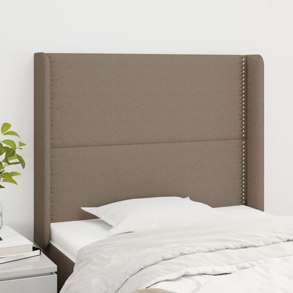 vidaXL Čelo postele typu u&scaron;&aacute;k taupe 93x16x118/128 cm textil