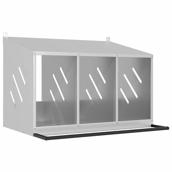 vidaXL Hn&iacute;zdn&iacute; box pro kuřata 3 přihr&aacute;dkami Pozinkovan&yacute; stř&iacute;brn&yacute; kov