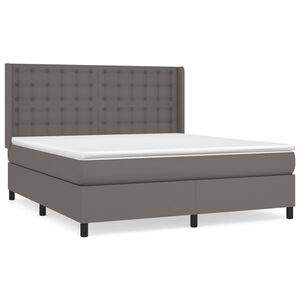 vidaXL Box spring postel s matrac&iacute; &scaron;ed&aacute; 180x200 cm uměl&aacute; kůže