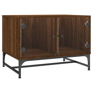 vidaXL Konferenčn&iacute; stolek se skleněn&yacute;mi dv&iacute;řky hněd&yacute; dub 68,5x50x50 cm