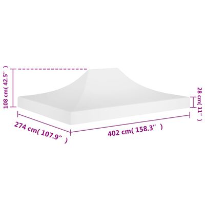 vidaXL Střecha k party stanu 4 x 3 m bílá 270 g/m²