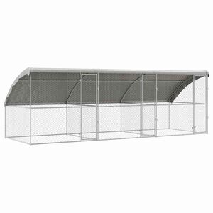 vidaXL Ps&iacute; kennel s &uacute;loži&scaron;těm 3 pcs Stř&iacute;brn&aacute; 6 x 2 x 2 m Ocel