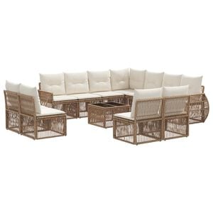 vidaXL Sada zahradn&iacute;ch pohovek 12 pcs Beige a kr&eacute;mov&aacute; b&iacute;l&aacute; polyratan